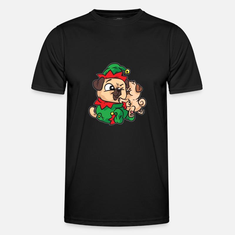 Elf Mops kuscheln Weihnachtskleid Männer Funktions-T-Shirt