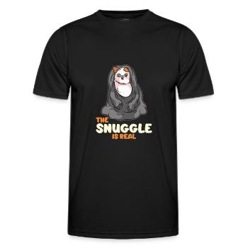The Snuggle is a real cat in a blanket - Men's Functional T-Shirt - black - Front - AI Model Male 178 dark (178cm)