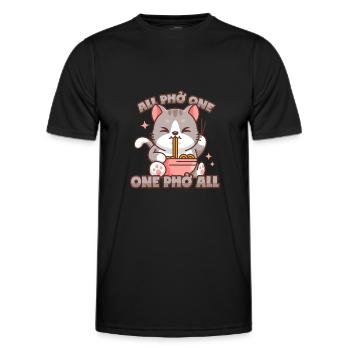Phở Katze Vietnamesische Pho Suppe Wortspiel - Männer Funktions-T-Shirt - Schwarz - Vorne - AI Model Male 178 dark (178cm)
