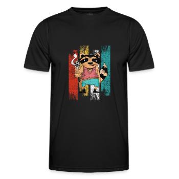 Raton laveur Gangster Raton laveur Raton laveur Raton laveur avec pistolet - T-shirt sport Homme - noir - Devant - AI Model Male 178 dark (178cm)