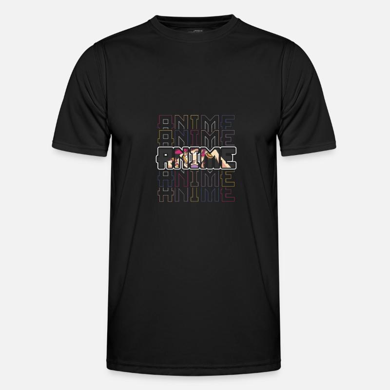 Anime - Männer Funktions-T-Shirt - Schwarz