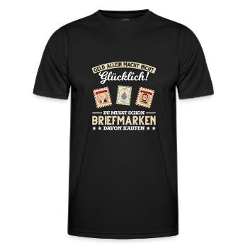 Briefmarken lustiger Spruch Briefmarken Sammler Po - Männer Funktions-T-Shirt - Schwarz - Vorne - AI Model Male 178 dark (178cm)