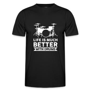 Schlagzeug Schlagzeuger spielen Schlagzeug - Männer Funktions-T-Shirt - Schwarz - Vorne - AI Model Male 178 dark (178cm)