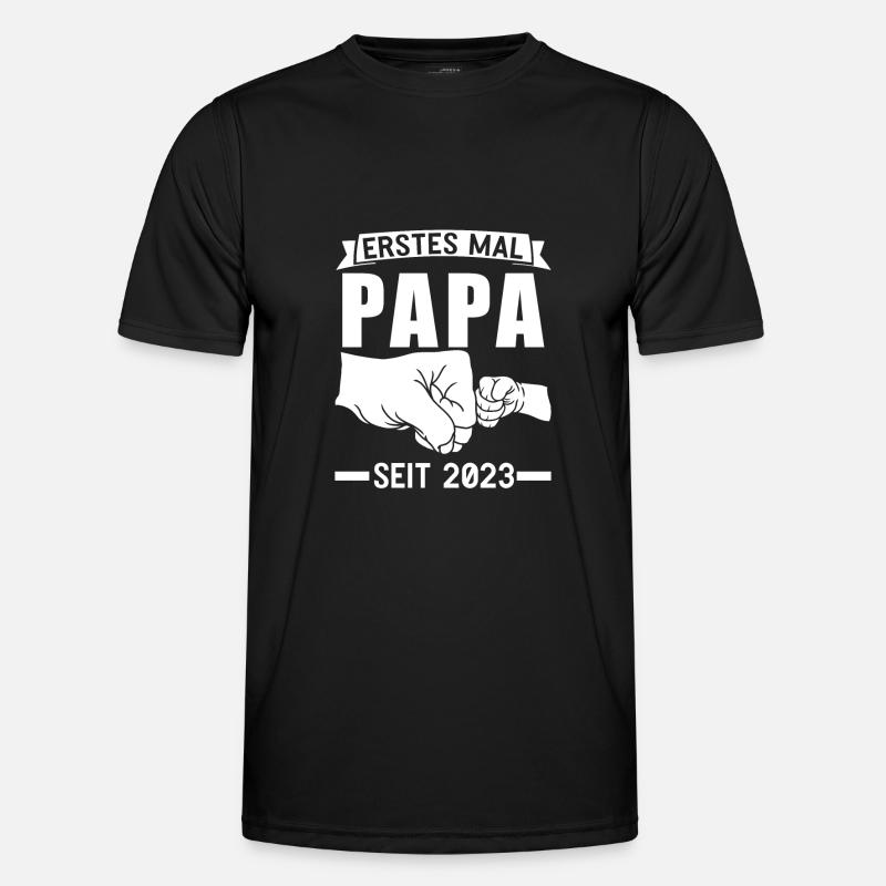 Papa 2023 Werdender Papa Geschenk - Männer Funktions-T-Shirt - Schwarz
