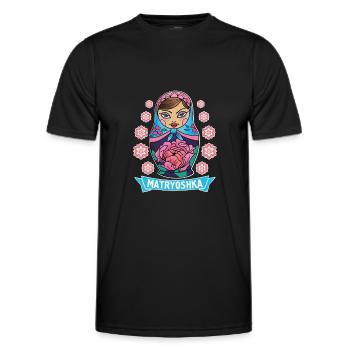 Russie URSS Matryoshka Poupée Uschanka - T-shirt sport Homme - noir - Devant - AI Model Male 178 dark (178cm)