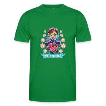Russie URSS Matryoshka Poupée Uschanka - T-shirt sport Homme - vert - Devant - AI Model Male 178 dark (178cm)