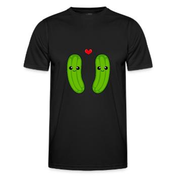Gurke Paar Liebe Comic - Männer Funktions-T-Shirt - Schwarz - Vorne - AI Model Male 178 dark (178cm)