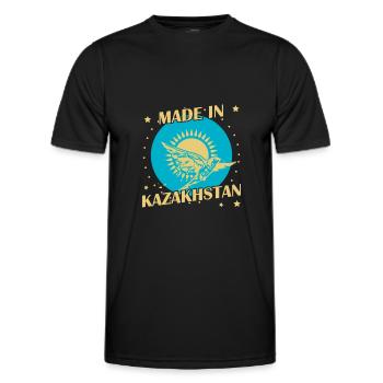 Made in Kazakhstan Coat of Arms Kazakh Kazakh Kazakh - Men's Functional T-Shirt - black - Front - AI Model Male 178 dark (178cm)