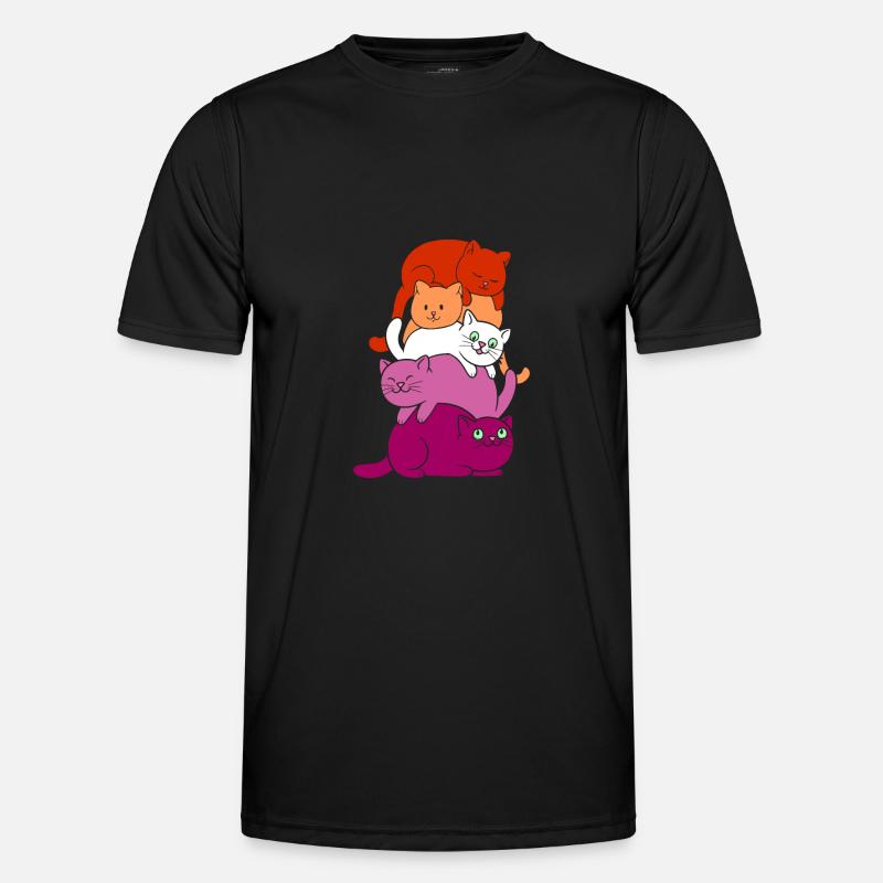 Lesbian Katze Katzen Stapel Männer Funktions-T-Shirt