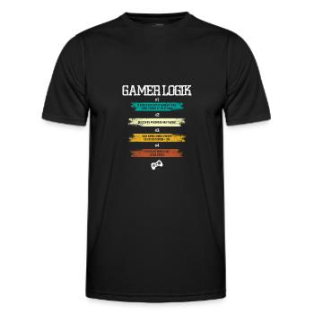 Gamer Logik - Männer Funktions-T-Shirt - Schwarz - Vorne - AI Model Male 178 dark (178cm)