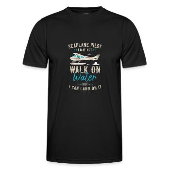 Pilote d’avion Hydravion vintage - T-shirt sport Homme - noir - Devant - AI Model Male 178 dark (178cm)