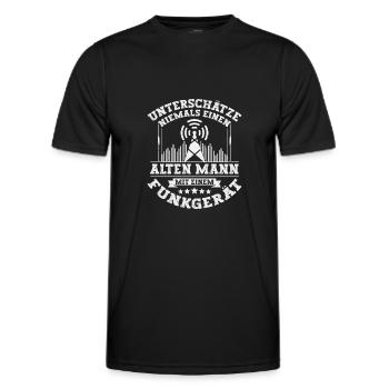Amateurfunk unterschätze niemals Amateurfunker - Männer Funktions-T-Shirt - Schwarz - Vorne - AI Model Male 178 dark (178cm)