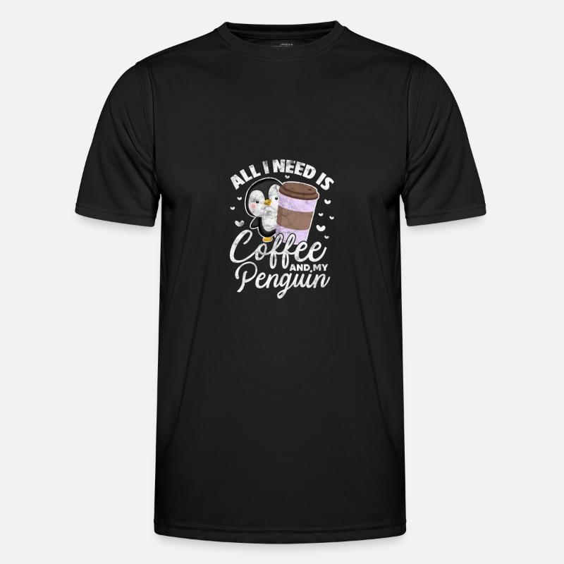 Pinguin Kaffee - Männer Funktions-T-Shirt - Schwarz