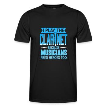 Je joue de la clarinette - T-shirt sport Homme - noir - Devant - AI Model Male 178 dark (178cm)