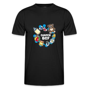 Windel Boy ABDL Ageplay Adult Baby Little - Männer Funktions-T-Shirt - Schwarz - Vorne - AI Model Male 178 dark (178cm)
