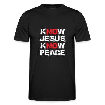 Know Jesus Know Peace - Men's Functional T-Shirt - black - Front - AI Model Male 178 dark (178cm)