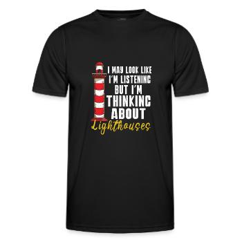 Lighthouse Seaside Nautical I Love Lighthouse - Men's Functional T-Shirt - black - Front - AI Model Male 178 dark (178cm)