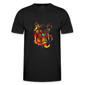 Notenschlüssel Klassische Musik Cellist Cello - Männer Funktions-T-Shirt - Schwarz - Vorne - AI Model Male 178 dark (178cm)