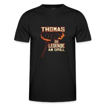 Grillen Thomas Die Legende Am Grill - Männer Funktions-T-Shirt - Schwarz - Vorne - AI Model Male 178 dark (178cm)