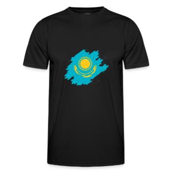 Kasachstan Flagge - Männer Funktions-T-Shirt - Schwarz - Vorne - AI Model Male 178 dark (178cm)