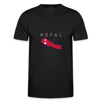 Nepal Map Flag Kathmandu Himalaya - Men's Functional T-Shirt - black - Front - AI Model Male 178 dark (178cm)