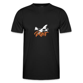 Pilot Flugzeug Fliegen Flieger Geschenk - Männer Funktions-T-Shirt - Schwarz - Vorne - AI Model Male 178 dark (178cm)