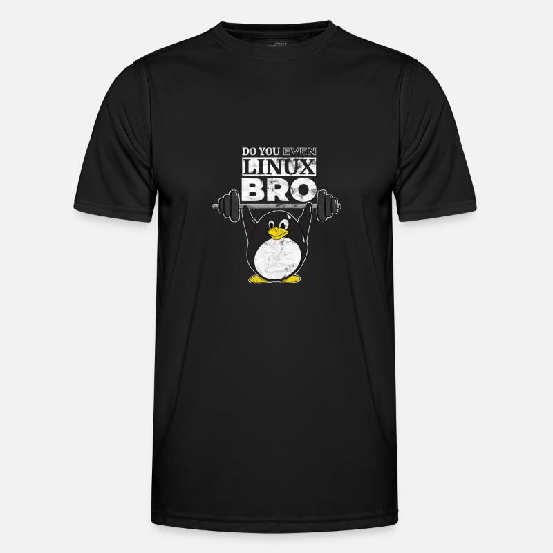 Do You Even Linux Bro Linux Pinguin hebt Gewichte - Männer Funktions-T-Shirt - Schwarz