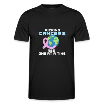 Kicking the cancer's ass - one by one - Men's Functional T-Shirt - black - Front - AI Model Male 178 dark (178cm)