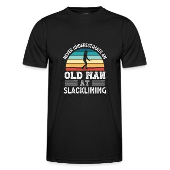 Old Man at Slacklining Fathers Day Funny Gift - Men's Functional T-Shirt - black - Front - AI Model Male 178 dark (178cm)