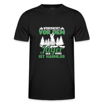 Jagen Jäger Vorsicht vor dem Jäger - Männer Funktions-T-Shirt - Schwarz - Vorne - AI Model Male 178 dark (178cm)