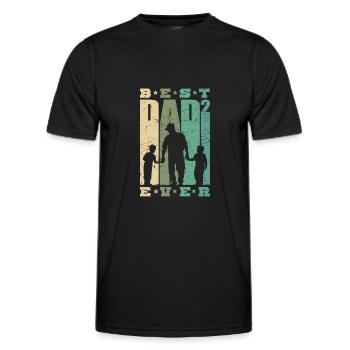 Papa Shirt zwei Söhne zweifacher Vater Geschenk - Männer Funktions-T-Shirt - Schwarz - Vorne - AI Model Male 178 dark (178cm)