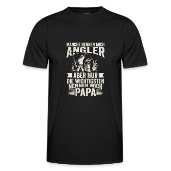Angler Vater Sohn nennen mich Papa angeln - Männer Funktions-T-Shirt - Schwarz - Vorne - AI Model Male 178 dark (178cm)