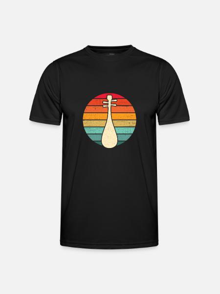 Biwa Asian RETRO String Instrument - Men's Functional T-Shirt - black