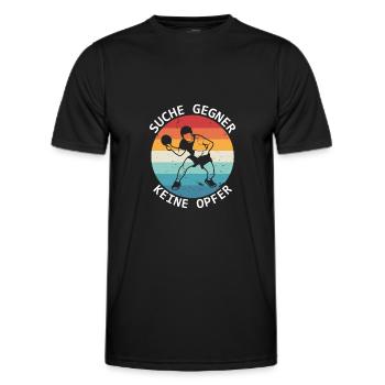 Tischtennis Suche Gegner Keine Opfer - Männer Funktions-T-Shirt - Schwarz - Vorne - AI Model Male 178 dark (178cm)