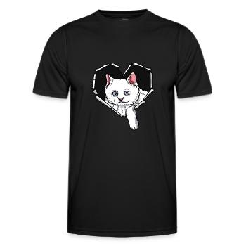 Cat CrackEd Hole Heart Cats - Men's Functional T-Shirt - black - Front - AI Model Male 178 dark (178cm)