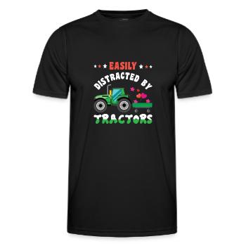 Farm Farmer Rancher Easily Distracted Tractor - Men's Functional T-Shirt - black - Front - AI Model Male 178 dark (178cm)