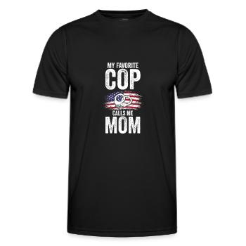 Polizist Mama Cop Mama Familie Geschenk - Männer Funktions-T-Shirt - Schwarz - Vorne - AI Model Male 178 dark (178cm)