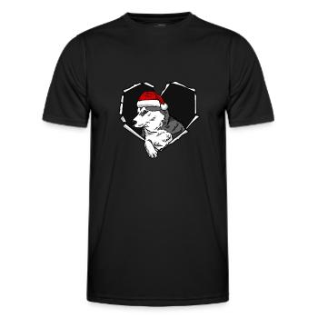 Crack husky face with Christmas cap hole - Men's Functional T-Shirt - black - Front - AI Model Male 178 dark (178cm)