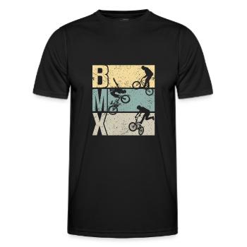 BMX cooles Retro Fan Geschenk Motiv für Junge Mädc - Männer Funktions-T-Shirt - Schwarz - Vorne - AI Model Male 178 dark (178cm)