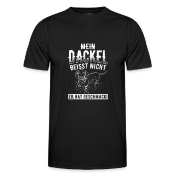 Mein Dackel beisst nicht, er hat Geschmack Dackel - Männer Funktions-T-Shirt - Schwarz - Vorne - AI Model Male 178 dark (178cm)