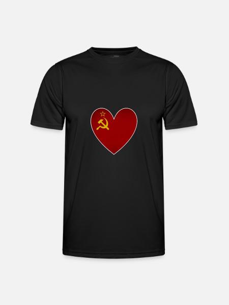 Soviet Union Flag Heart Russia - Men's Functional T-Shirt - black