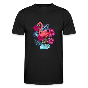 Tropischer Vogel Tierliebhaber Geschenk Flamingo - Männer Funktions-T-Shirt - Schwarz - Vorne - AI Model Male 178 dark (178cm)