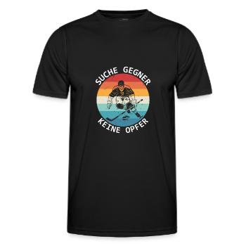 Suche Gegner Keine Opfer Eishockey Hockeyspieler - Männer Funktions-T-Shirt - Schwarz - Vorne - AI Model Male 178 dark (178cm)