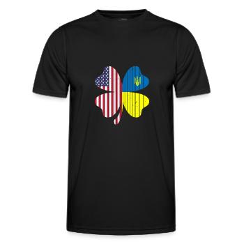 Ukraine Amerika Flagge Kleeblatt - Männer Funktions-T-Shirt - Schwarz - Vorne - AI Model Male 178 dark (178cm)