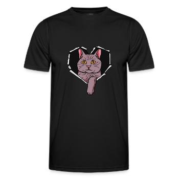 Torn hole crack cat - Men's Functional T-Shirt - black - Front - AI Model Male 178 dark (178cm)