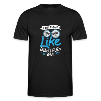Dragonflies Flying Insect Quotes Entomologist - Men's Functional T-Shirt - black - Front - AI Model Male 178 dark (178cm)