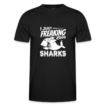 Great White Shark Fish Ich liebe Haie einfach - Männer Funktions-T-Shirt - Schwarz - Vorne - AI Model Male 178 dark (178cm)