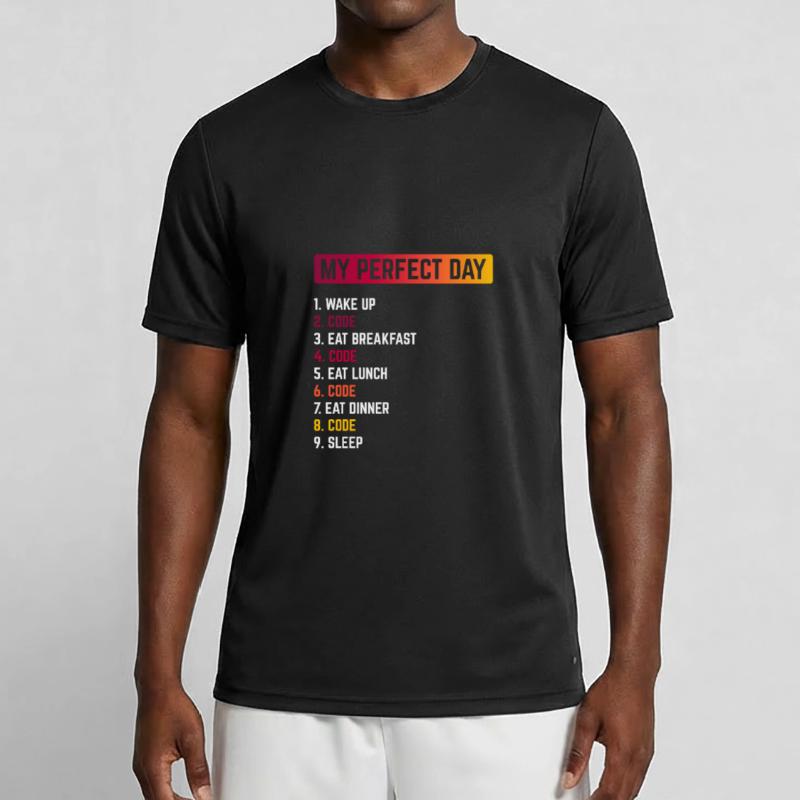 My Perfect Day Wake Up Code Software Developer Pro Männer Funktions-T-Shirt