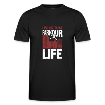 Parkour Free Running Traceur - Men's Functional T-Shirt - black - Front - AI Model Male 178 dark (178cm)