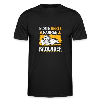 Echte Kerle Radlader Radladerfahrer - Männer Funktions-T-Shirt - Schwarz - Vorne - AI Model Male 178 dark (178cm)